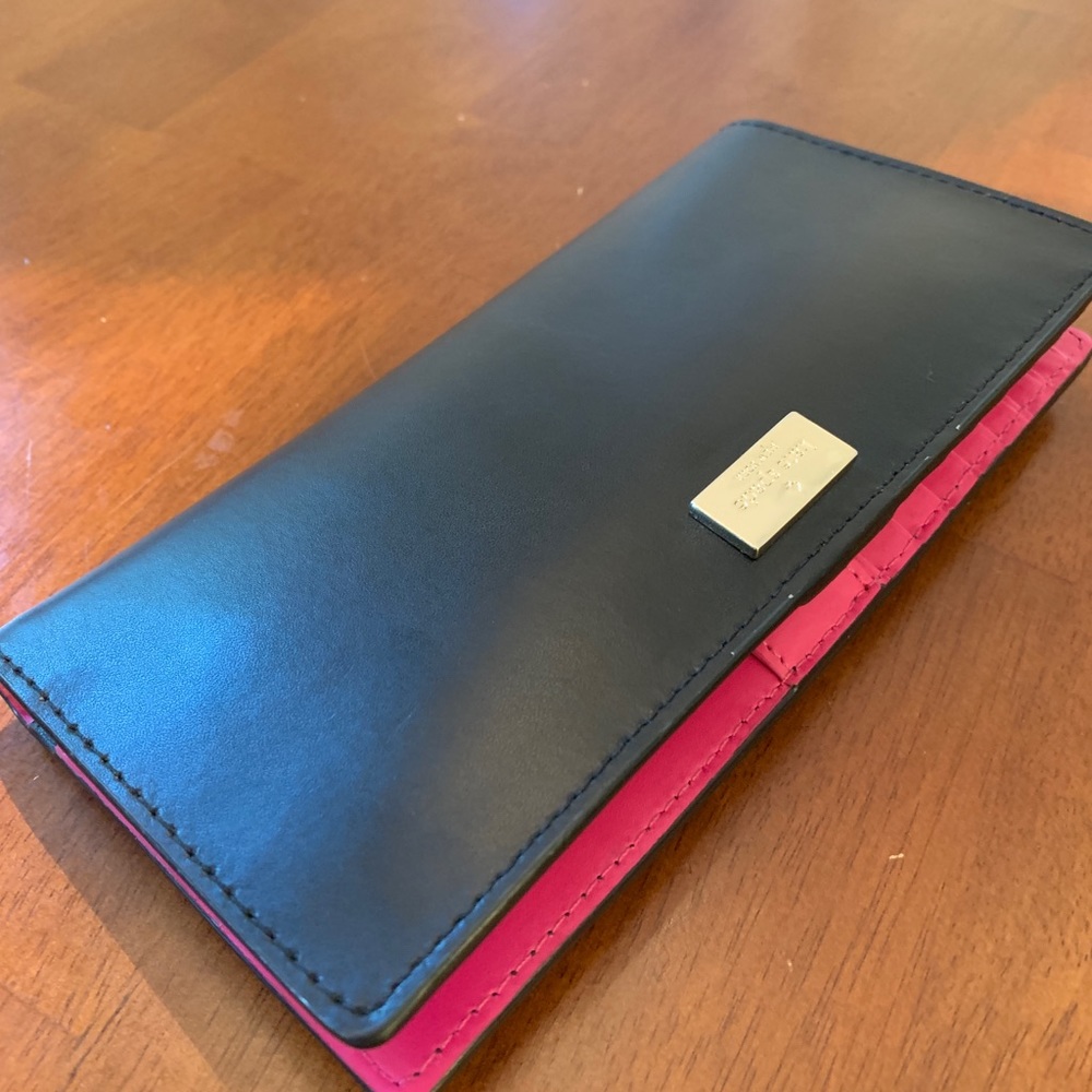 Kate Spade black & pink folio wallet—like new!